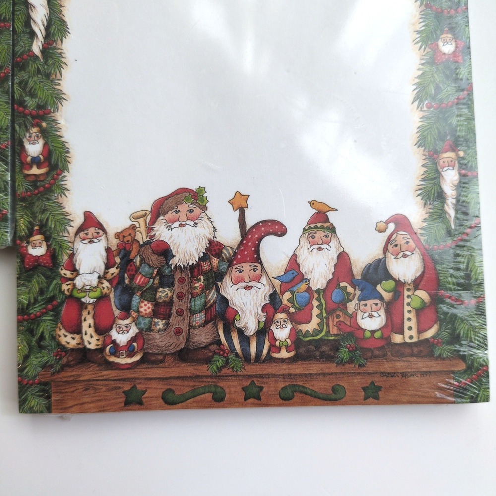 Vtg 90s Main Street Press Santa Gnome Elves Notepad Christmas Debi Hron Folk Art - Picture 2 of 9